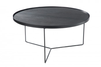 Table basse ronde moderne bois et métal - LINETTE
