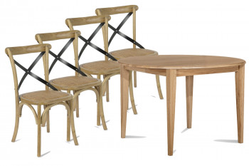Ensemble Table ronde Pieds Fuseau 115 + 4 Chaises Bistrot