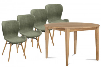 Table ronde pieds Fuseau 105 cm VICTORIA + 4 chaises Matilda