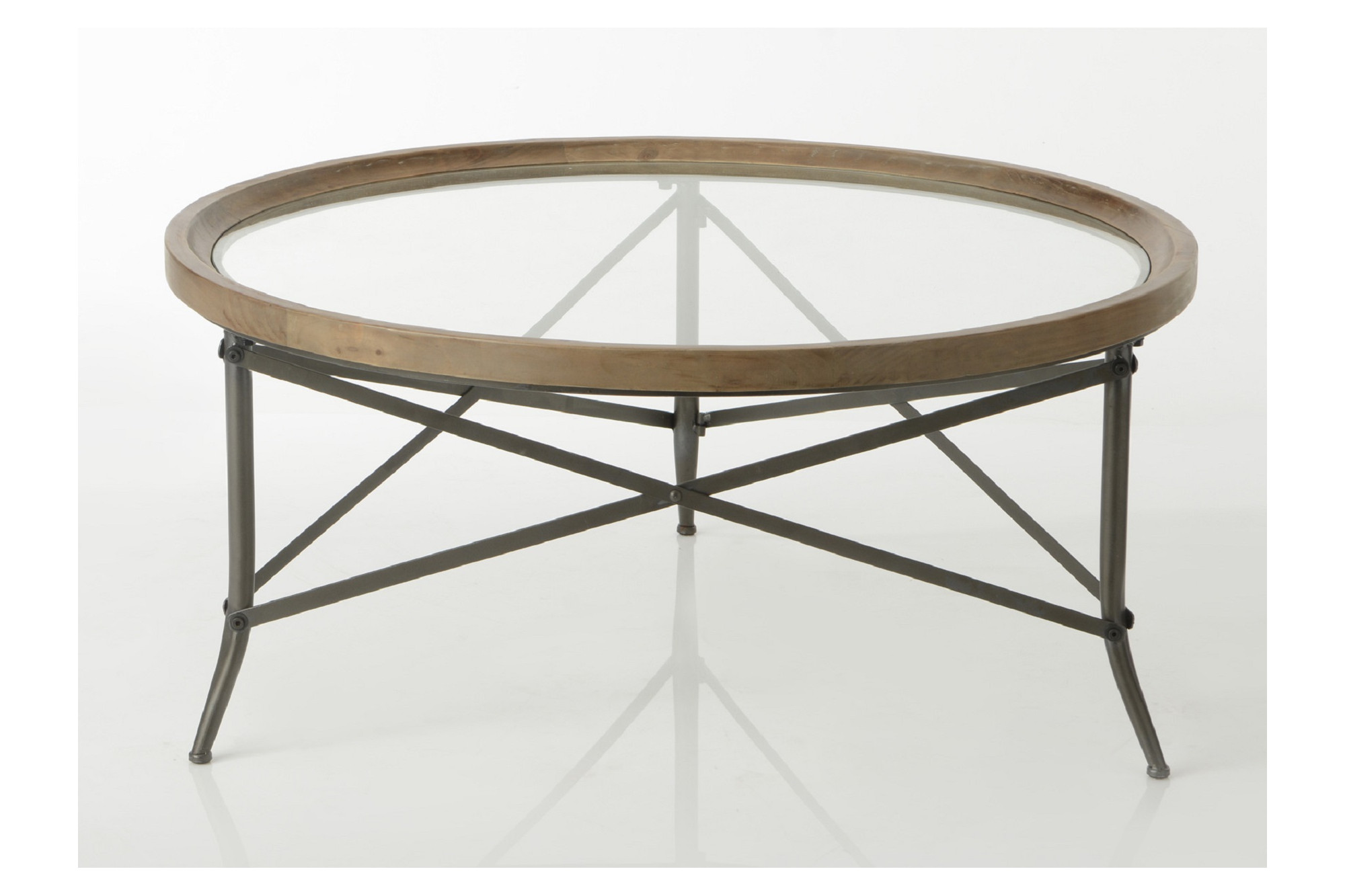 Table Basse Ronde En Bois Et Pieds Metal Hellin