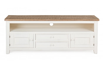 Meuble TV 2 portes et 2 tiroirs en bois - ELVIRA