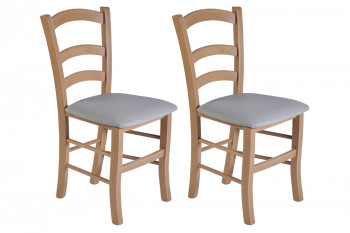 Chaises bois chêne clair - assise simili cuir colorée (Lot de 2) - TINA