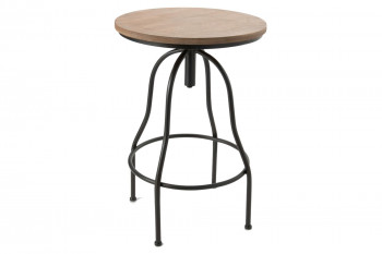 Table de bar ronde en bois et métal réglable D59 - NAVIA