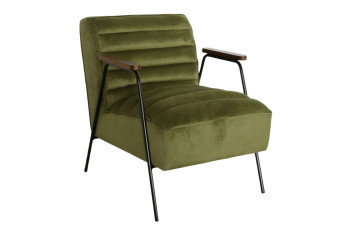 Fauteuil relax en velours et métal noir - LISBOA