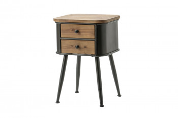 OCCASION Chevet en bois et métal 2 tiroirs - BILBAO