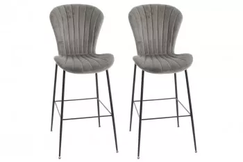 Chaises de bar en velours et métal noir (lot de 2) - PERLE