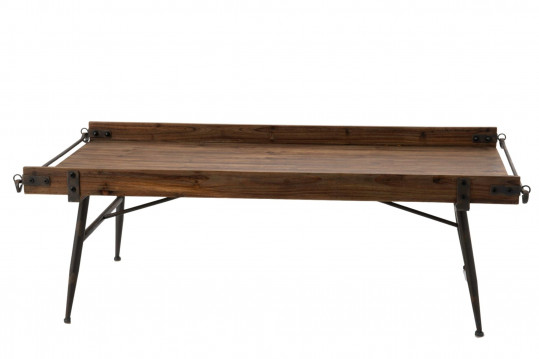 Table basse rectangulaire en bois et métal - MARIUS