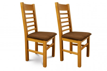 Lot de 2 chaises en chêne clair avec assise en tissu de couleur chocolat