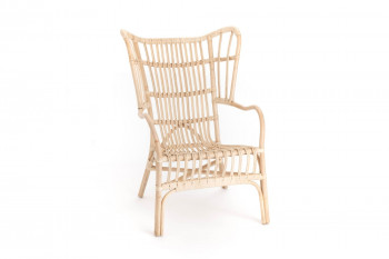 Fauteuil en rotin à dossier haut et oreilles - CORFOU