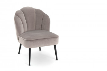 fauteuil en velours gris en forme de fleur