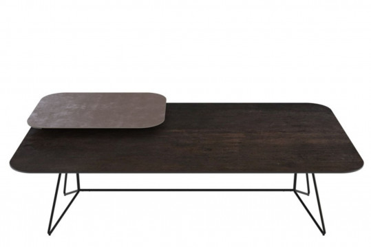 Table basse rectangulaire en céramique et son plateau pivotant - GORETTI