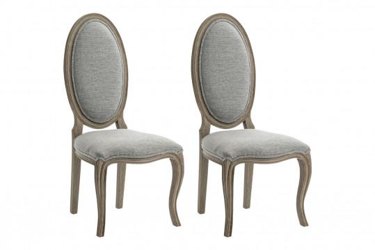 Chaise de style en tissu et bois ovale (lot de 2) - ROMANCE