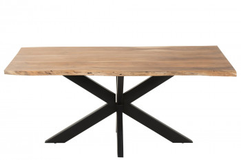 Table de salle à manger rectangulaire en acacia et métal noir L180 - EDGAR
