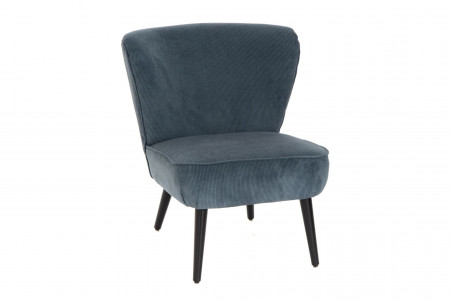 fauteuil cocktail en velours côtelé bleu