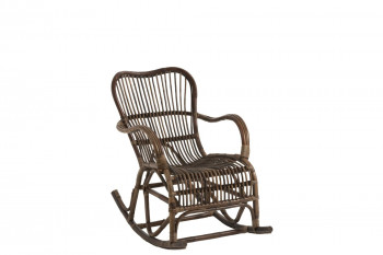 Rocking chair en rotin brun - CALYPSO