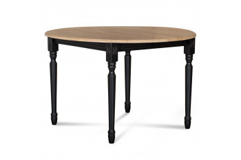 OCCASION Table extensible ronde bois D115 cm avec 1 allonge et Pieds tournés - VICTORIA