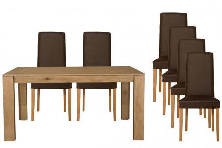 Ensemble de table et 6 chaises en cuir