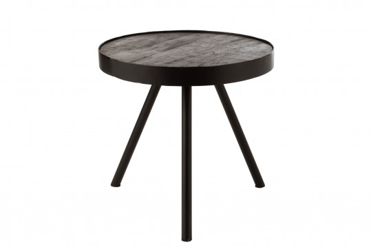 Table basse ronde en bois de manguier et métal L50 - MALKO