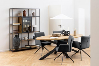 Fauteuil de salle à manger pivotant à accoudoirs en tissu (lot de 2) - LARA