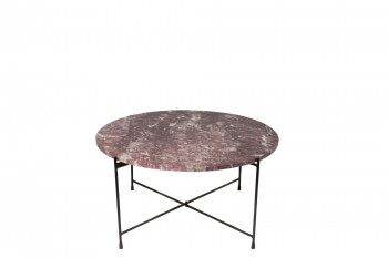 Table basse ronde en marbre et pieds en métal noir D70 - MELBA