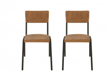 Chaise en bois et métal (lot de 2) - CHARLEMAGNE