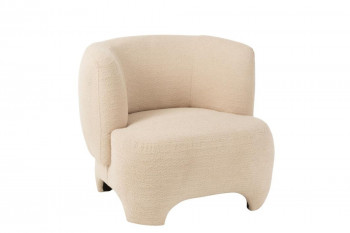 Fauteuil en tissu bouclette blanc cassé - EDELWEISS