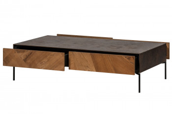 Table basse en bois de teck et métal 4 tiroirs - JAKARTA