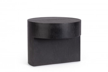 Table basse ronde en bois noir contemporaine