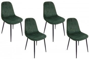 Chaise de salle à manger en velours et métal noir (lot de 4) - AURELIA
