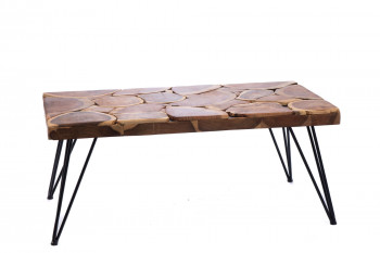Table basse rectangulaire en bois pieds métal inclinés L110 - CALYSTE