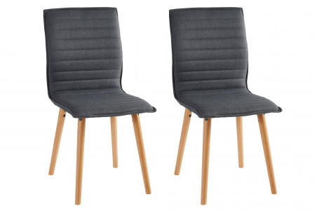 Lot de deux chaises scandinaves en tissu gris anthracite