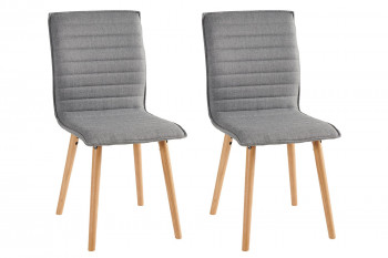 lot de deux chaises scandinaves en tissu gris clair