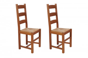 Chaises en bois assise paille (lot de 2) - RIGA