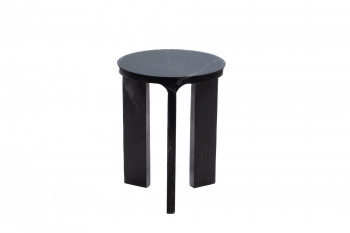 Bout de canapé rond contemporain en marbre noir D35 - NITRA