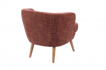 Fauteuil rétro en tissu chiné et piétement en bois - DAGOBERT