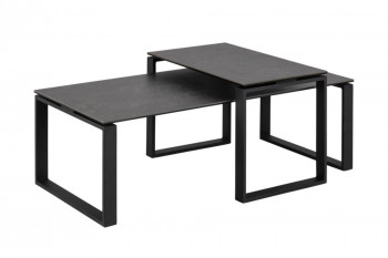 Table basse rectangulaire en céramique et métal (set de 2) - KATHY