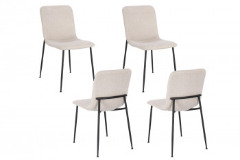 Chaises design en tissu et pieds en métal noir (lot de 4) - BREDA