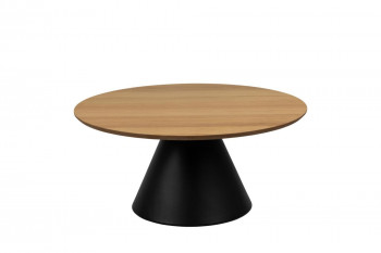 Table basse ronde en bois et métal noir D85 - GIROLLE