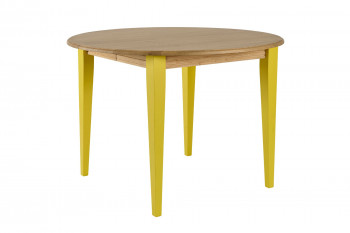Table ronde extensible en bois 4/6 places D105 pieds colorés - VICTORIA