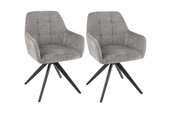 Chaises en métal et velours texturé (lot de 2) - LUCIE