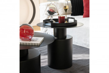 Table basse ronde design en métal noir D55 - MONZA