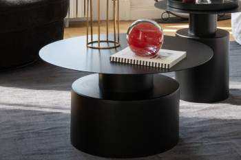 Table basse ronde design en métal noir D80 - MONZA