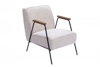 Fauteuil en tissu à carreaux ivoire et gris - SINTRA