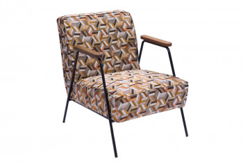 Fauteuil en tissu aux motifs géométriques marrons - SINTRA