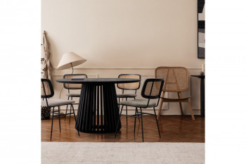 Chaises de salle à manger en cannage et tissu (lot de 2) - GLORIA