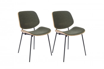 Chaises rétro en chêne et tissu (lot de 2) - ELLEA