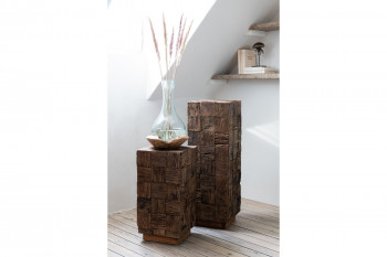 Sellette en bois foncé recyclé H60 - ICA