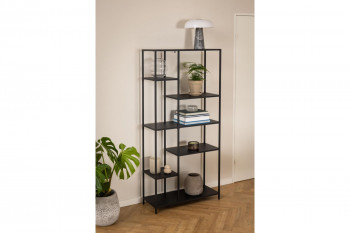 Bibliothèque scandinave en métal noir 6 tablettes - HARLOW