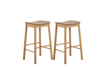 Tabourets de bar en bois naturel (lot de 2) - IZIA