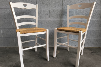 OCCASION Chaises en hêtre coloris Blanc (lot de 2) - SILVA